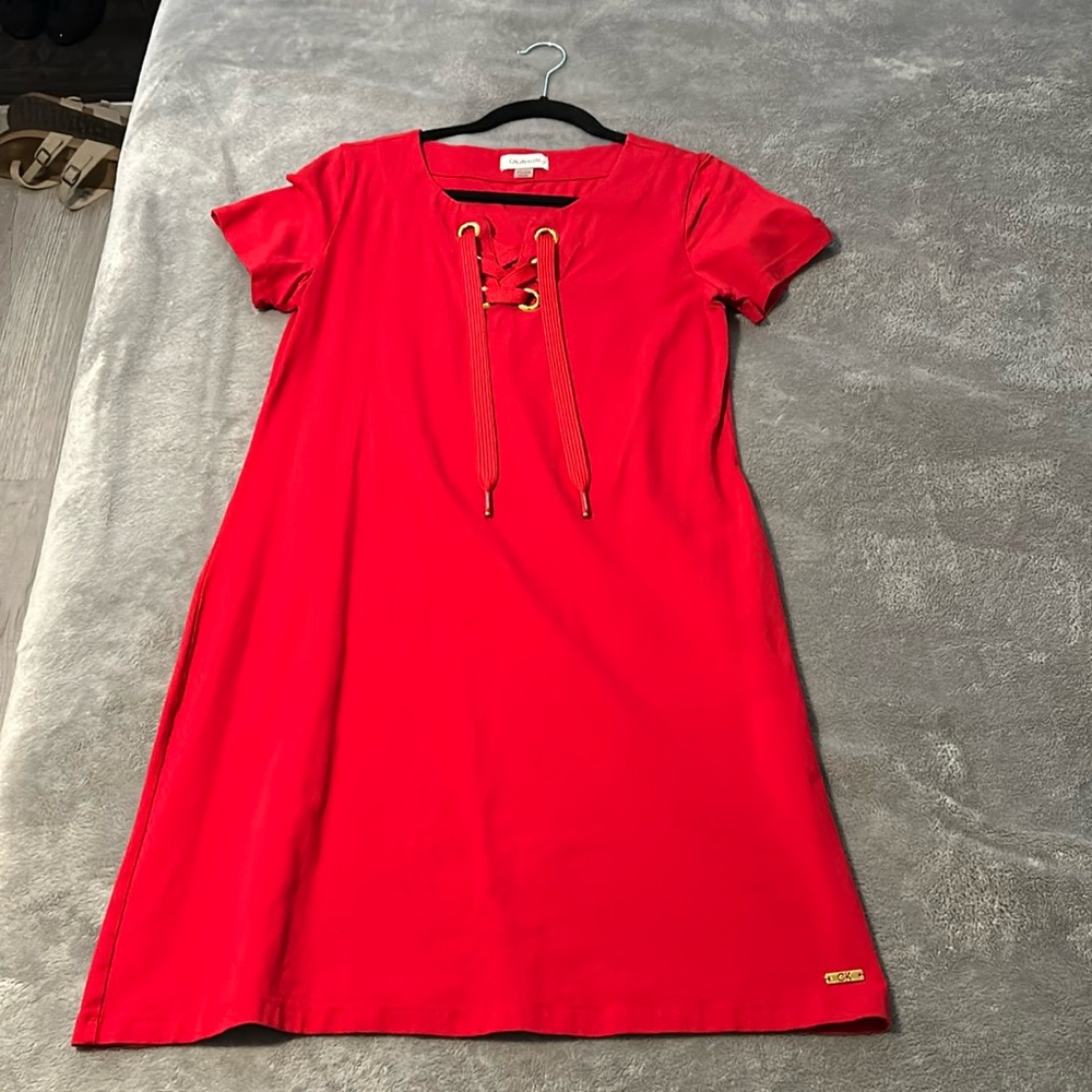 Red Calvin Klein dress